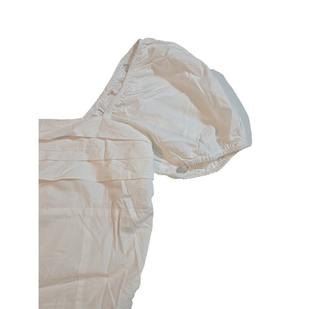 Sim & Sam Crop Top smocked White Ruffle Layered Cotton Short Puff Sleeve Size XL - Picture 7 of 16